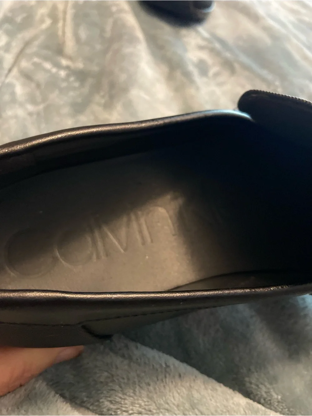 Calvin Klein Black Leather & Fabric Slip-On Loafers - Picture 4 of 6